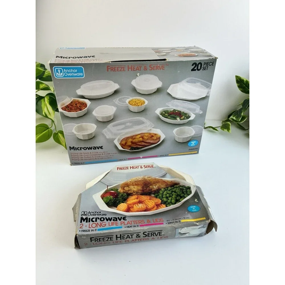 VTG Anchor Hocking Freeze Heat Serve 20 Piece Set NEW NOS Plus 2pc Microwave